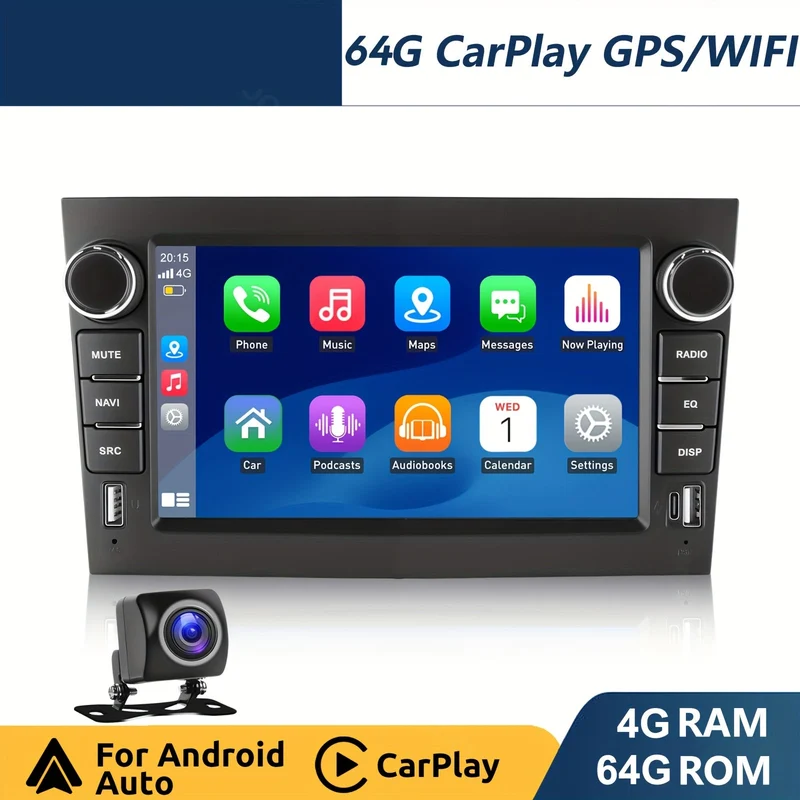 Autoradio – Auto Stereo – Multimedia Speler – Navigatiesysteem – 1 DIN – Android 14 Systeem – 7 Inch IPS Touchscreen – Bluetooth & GPS Inclusief AHD Camera