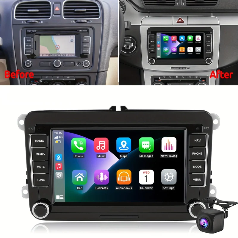 Autoradio – Autostereo – Car Head Unit – Multimedia Systeem – Android Radio – 7 Inch HD IPS Touchscreen – Draadloze CarPlay & Android Auto