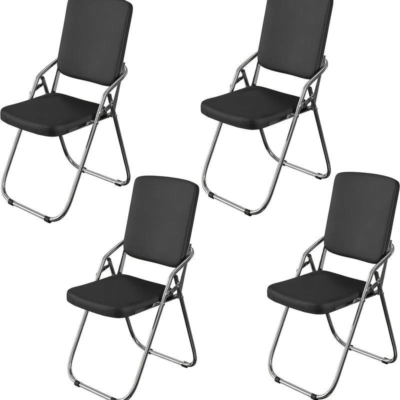 Opvouwbare stoel – inklapstoel – klapstoel – kampeerstoel – vouwstoel – Set van 4 – Stalen frame & PU-kunstleer – Ergonomische rugleuning met armleuningen