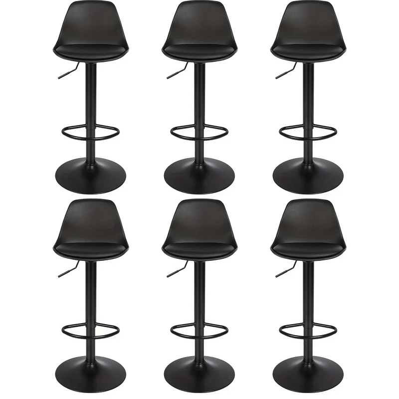 Barstoelen – Barkrukken – Bistro Stoelen – Keukenstoelen – Barmeubilair – Set Van 6 – PU Lederen Bekleding – Verstelbare Hoogte & Draaibaar