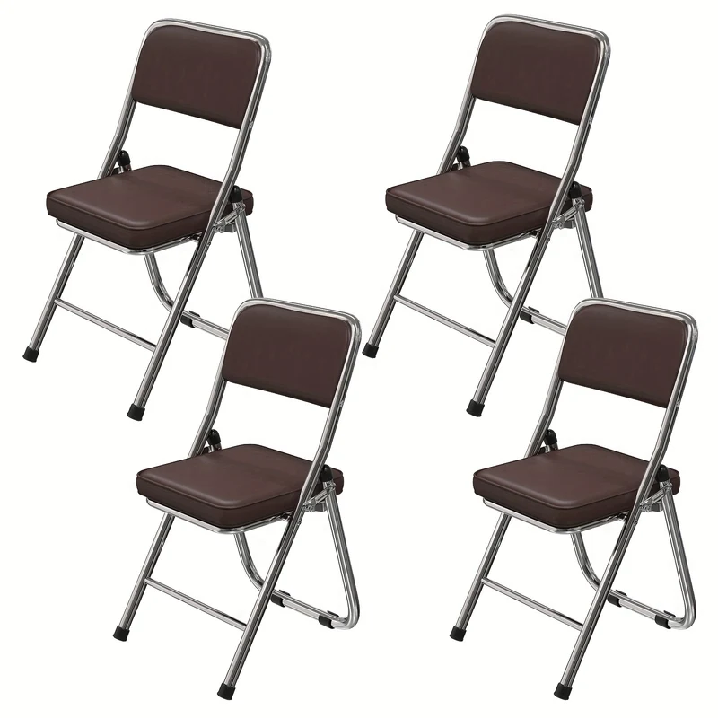 Set van 4 Eetkamerstoelen – Bruin Kunstleer met Comfortabele Bekleding – Stijlvolle Lounge Stoelen voor Keuken, Eetkamer, Feest of Vergaderruimte