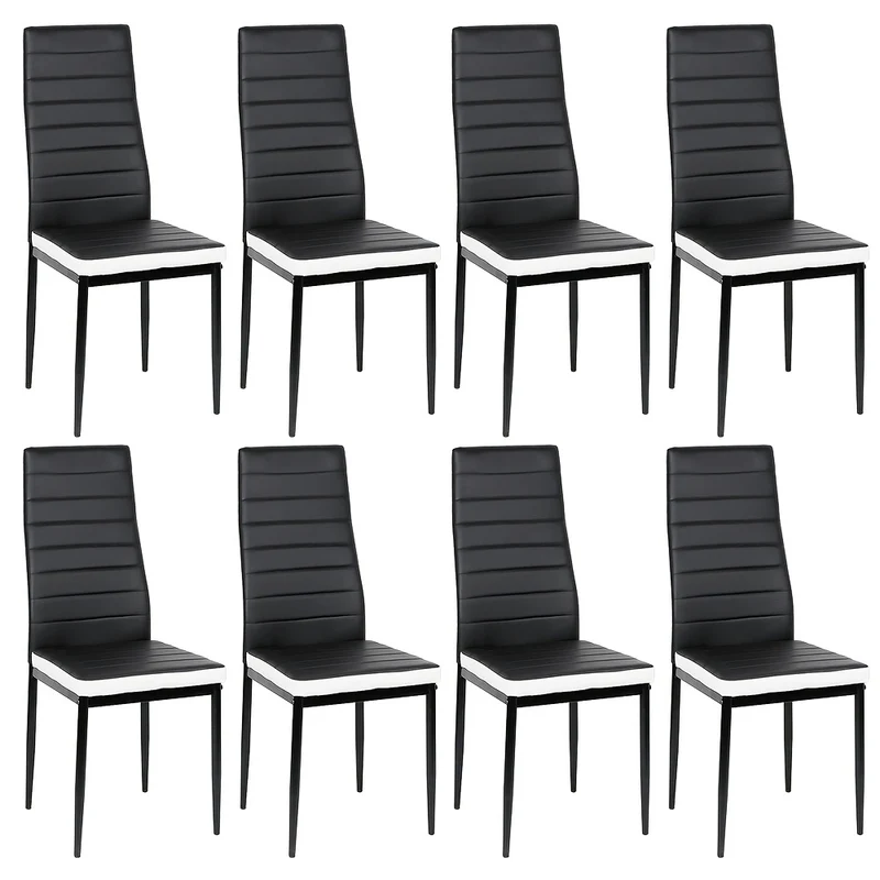 Eetkamerstoel – Stoel – Kuipstoel – Keukenstoel – Eetkamerstoelen – Set Van 8 – Kunstleer Bekleding – Metalen Poten – Hoge Rugleuning – Zithoogte 45 cm