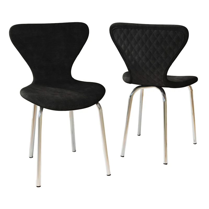 Eetkamerstoelen – Stoelen – Stoel – Zithoekstoelen – Eettafelstoelen – Set van 2 Zwart – Fluwelen Bekleding – Ergonomisch Met Metalen Frame – Zithoogte 40 cm