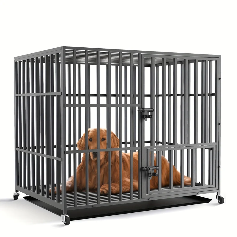Hondenbench – Hondenkooi – Bench – Hondenhok – Transportbox – Metalen Constructie – 3-Deurs Slot – 4 Wielen Met Rem – Afneembare Bodemtray – XL Voor Grote Honden