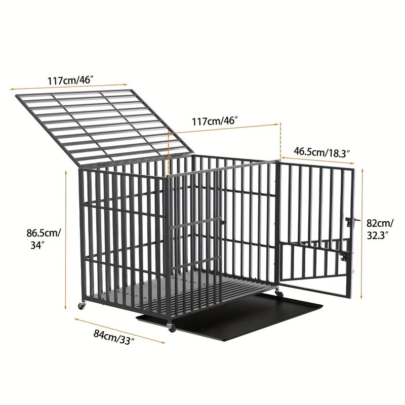 Hondenbench – Hondenkooi – Hondenren – Kennel – Hondenhok – XXL Groot Formaat – Stevig Metaal – 3 Deuren Met Slot – Wielen Met Rem – Afneembare Opvanglade