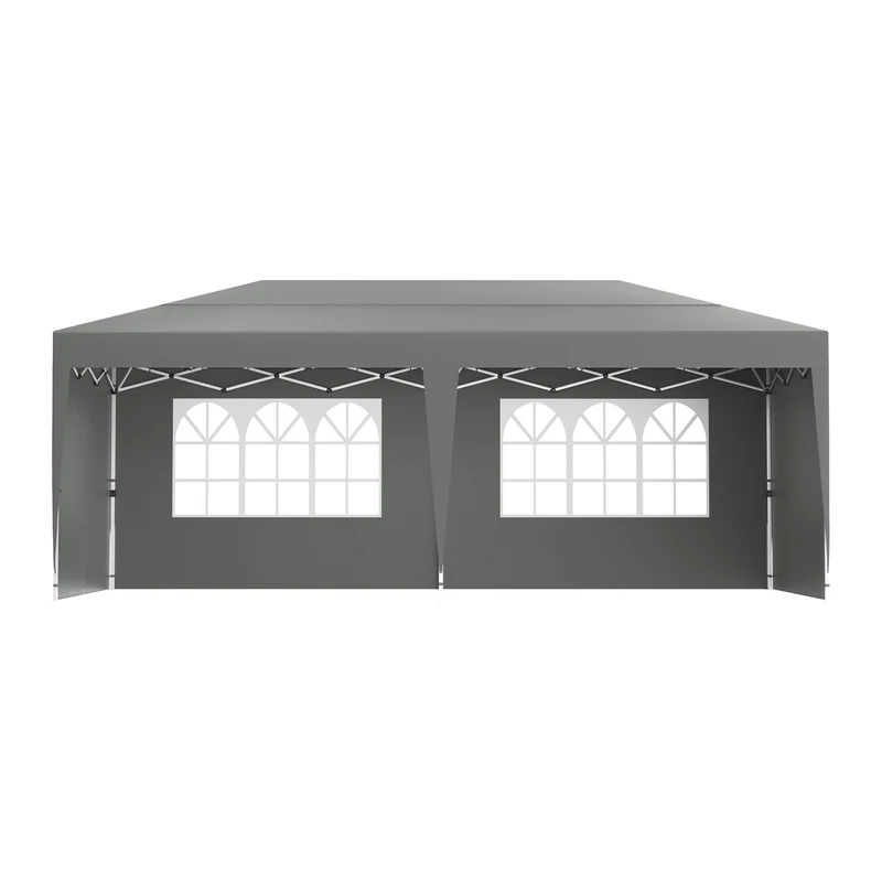 Partytent – Tuinpaviljoen – Easy-Up Tent – Feesttent – Vouwtent – 3x6 Meter – Waterdicht Oxford Doek – Verstelbare Hoogte - Grijs