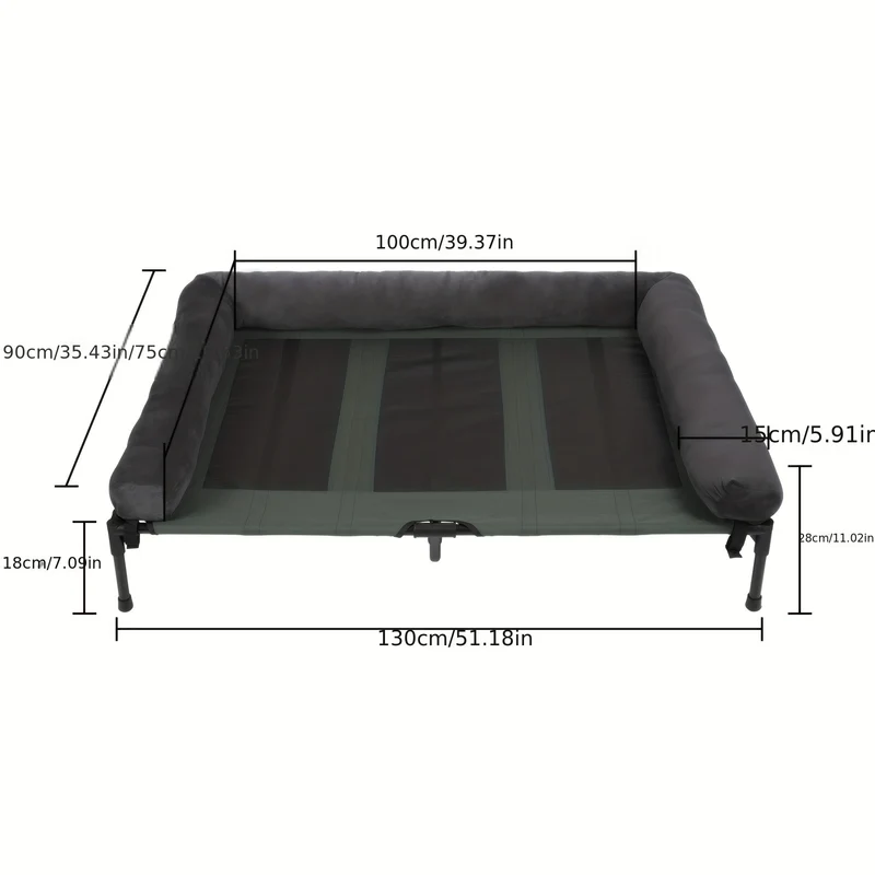 Verhoogd Hondenbed – Hondenkussen – Hondenmat – Huisdier Lounger – Buiten Bed – 2XL – Ademend Mesh – Afneembare Pluche Bolster