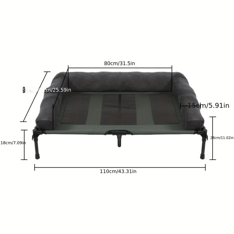 Verhoogd Hondenbed – Hondenmand – Hondenkussen – Hondenligbed – Dierenbed XL – Ademend Mesh – Afneembare Pluche Bolster