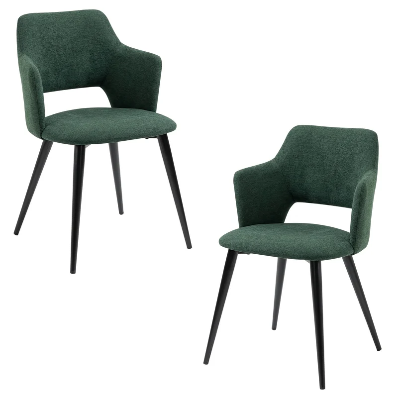 Eetkamerstoel – Stoel – Armstoel – Designstoel – Scandinavische Stoel – Groen – Ergonomisch Design – Zacht Polyester Met Stalen Frame