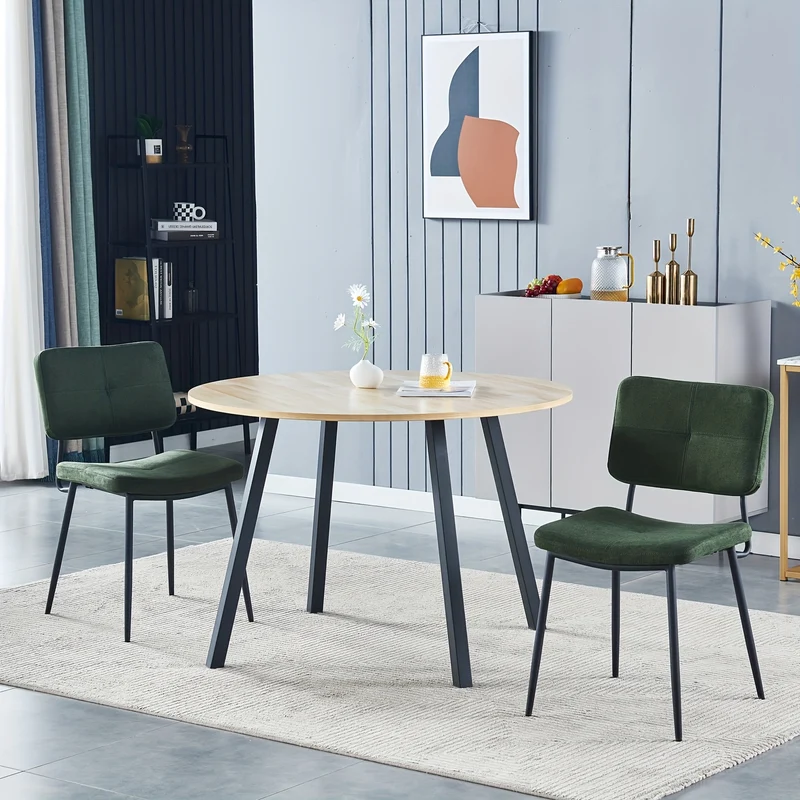 Retro Eetkamerstoelen – Stoel – Armstoel – Zithoek Stoel – Keukenstoel – Groen – Comfortabel Schuimzitting – Stevig Metalen Frame