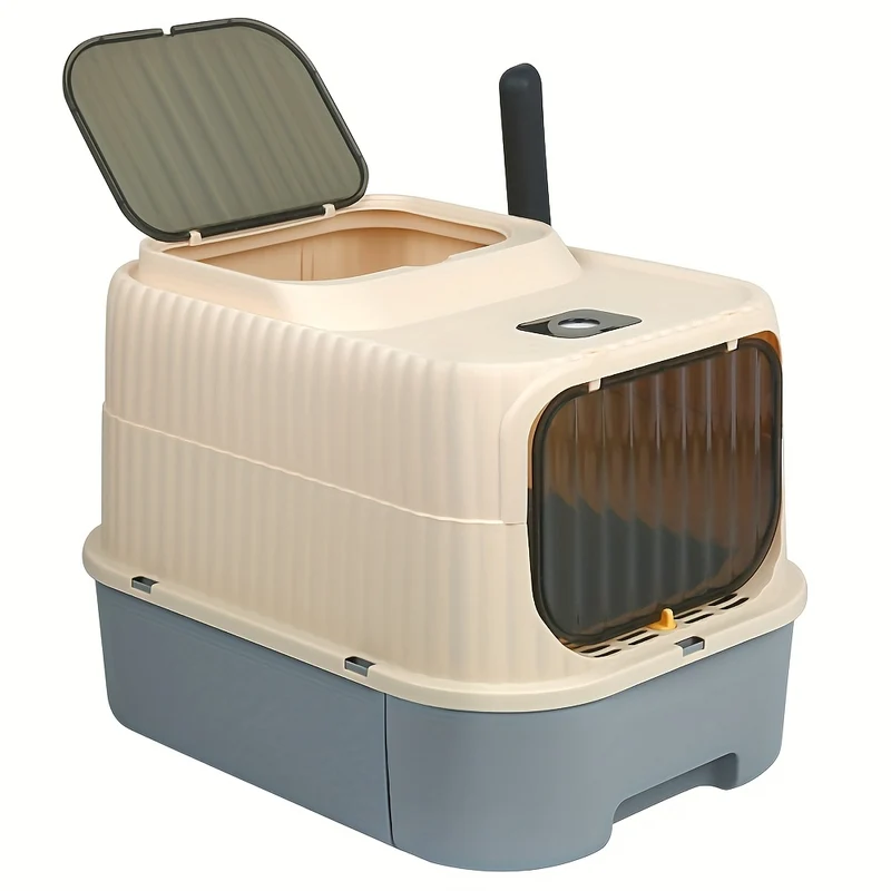 Kattenbak – Kattentoilet – Kattenbakken – Kattenbakschep – Kattentoilet XXL – 2-in-1 Design – Afneembaar Deksel – Geur- en Spatvrij – Ruim 37x49x37 cm – Lichtgewicht Plastic
