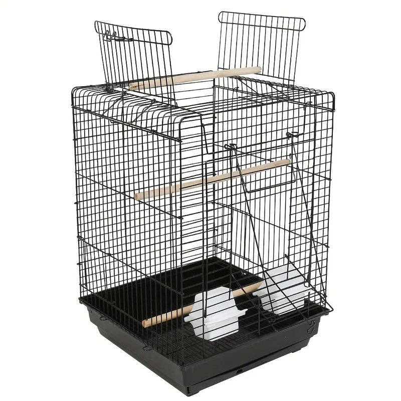 Vogelkooi – Parkietenkooi – Papegaaienkooi – Reiskooi – Vogelvolière – Draagbare Vogelkooi 40x40x58 cm – Stabiel Metalen Frame & Open Bovenkant Met Slot
