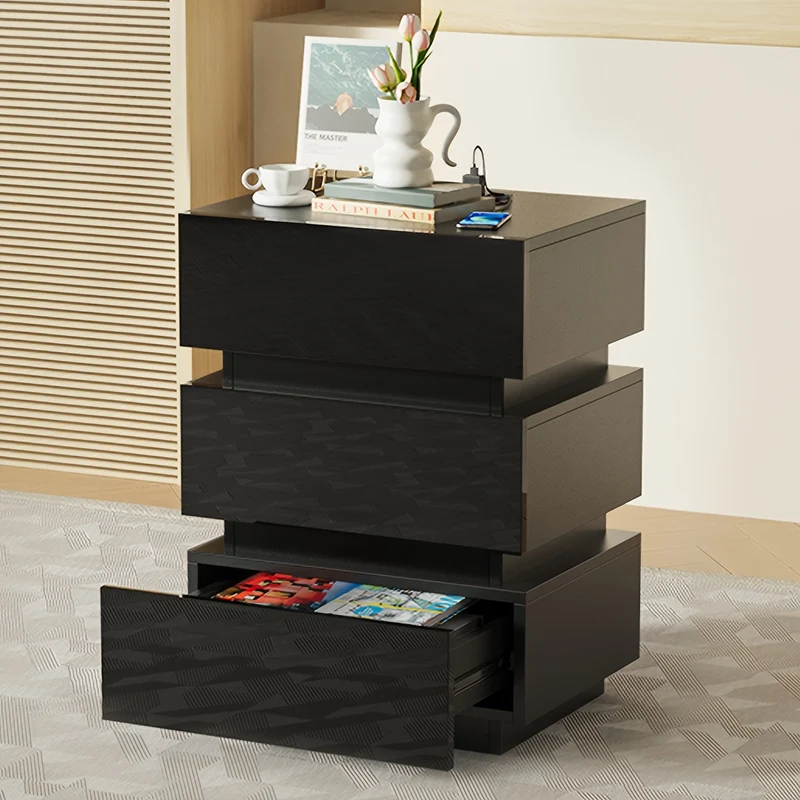 Nachtkastje – Bedside Table – Slaapkamerkastje – Dressoir – Opbergkastje – 3 Lades – Compact en Stevig Hout