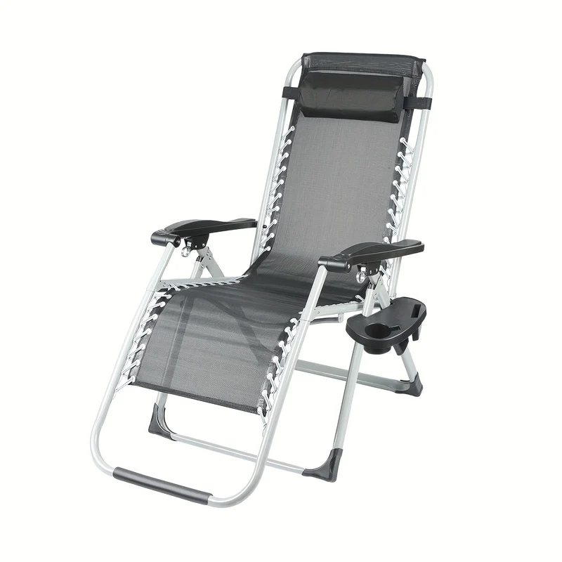 Loungechair – Loungestoel – Fauteuil – Relaxstoel – Tuinstoel – Opvouwbaar – Ergonomisch Met Hoofdkussen – Duurzame Oxford Stof 60x87x110 cm