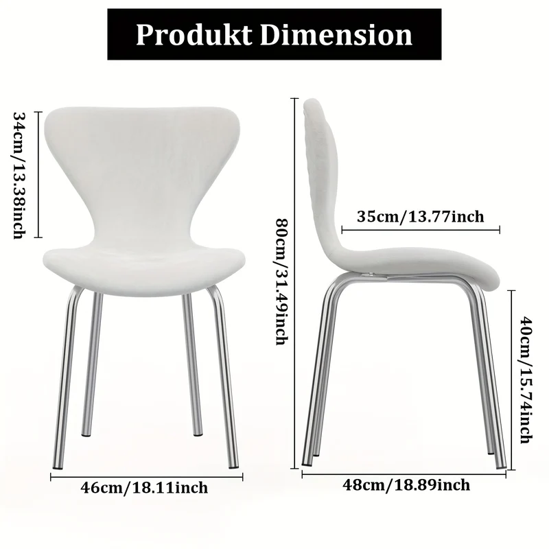 2pcs Velvet Ergonomic Chairs Set | High-Back Cushioned Office & Kitchen Chairs with Metal Legs | Multi-Purpose Comfort for Reception & Home Use