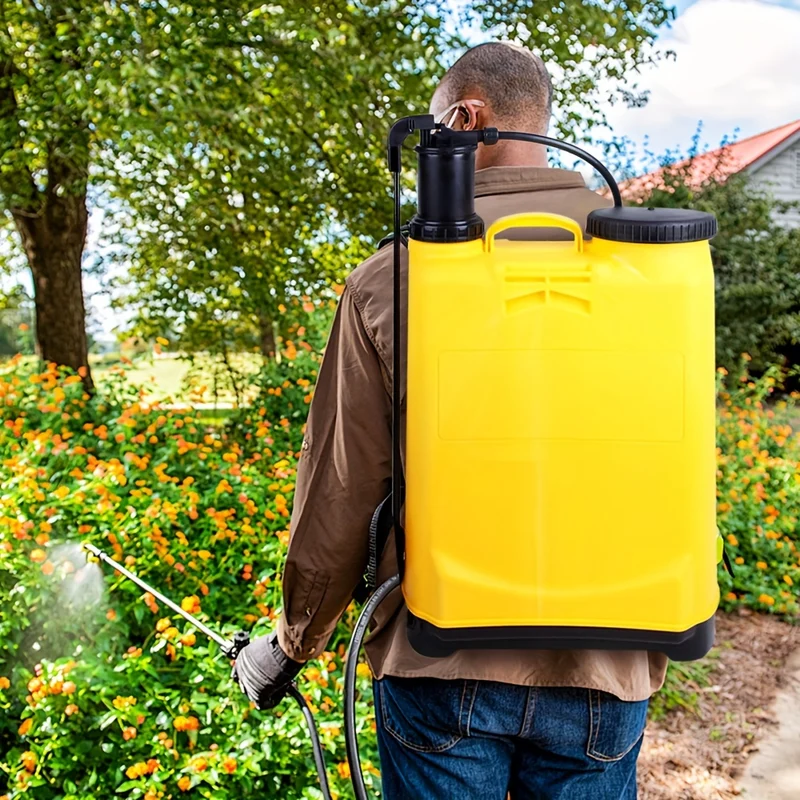 16 Liter Single Pipe Manual Sprayer - Heavy-Duty Agricultural Sprayer for Gardens, Farms And Lawns - Adjustable Nozzle + Shoulder Strap, Manual Pump Pressure Sprayer, Ergonomic Design, Suitable for Mowing And Spraying