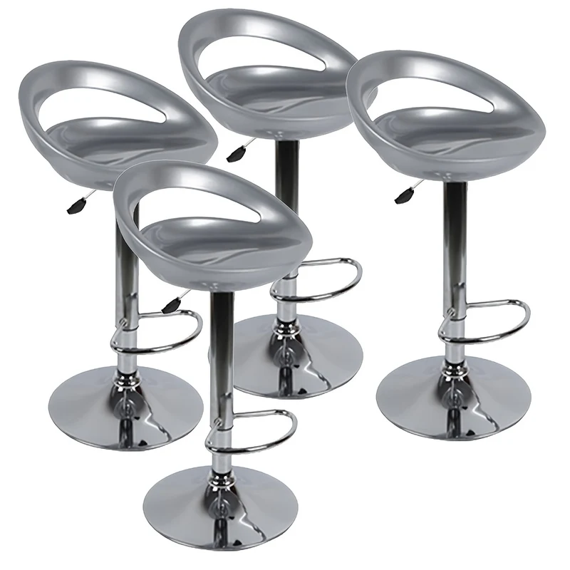 4-Pack Adjustable Height ABS Stools (55-75cm) - Sturdy Hard Seat & Chrome Legs | Space-Saving Set, Rustic Style, No Electricity Needed, Easy Assembly, Durable & Stylish for Home, Office, or Bar Use, Stool Set, Versatile Furni