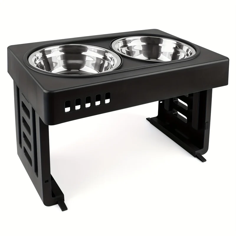 Adjustable Elevated Dog Bowls Stand with 2 Stainless Steel Bowls (73-278mm Height) - Ergonomic Feeder for Large/Medium Dogs, Durable & Easy-Clean Pet Feeding Station for Outdoor, Indoor Use, Dog Feeder, Modern Pet Accessory,