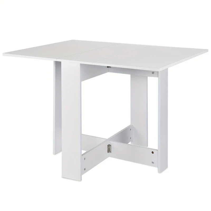 Eettafel – Tafel – Keukentafel – Diner tafel – Uitschuifbare tafel – Space-saving design – Wit met afgeronde hoeken – 103x76x73 cm – Eenvoudige montage