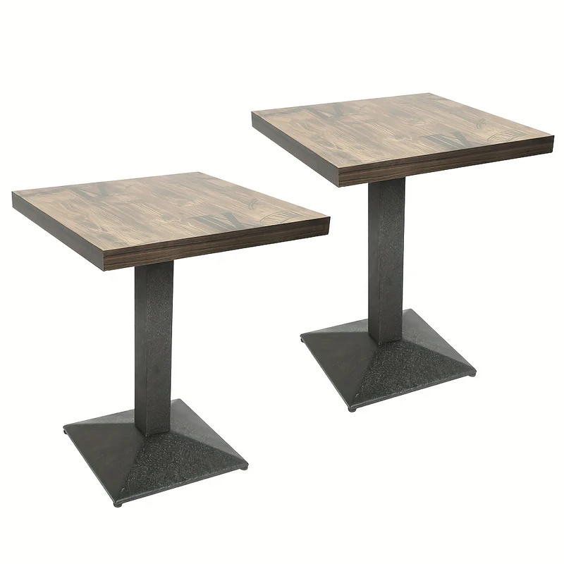 Eettafel – Tafel – Dinertafel – Eetkamertafel – Tafeltje – Industrieel Design – Zwart Metalen Tafelpoten – 60x60x75 cm – Duurzaam Slijtvaste Blad – Set van 2