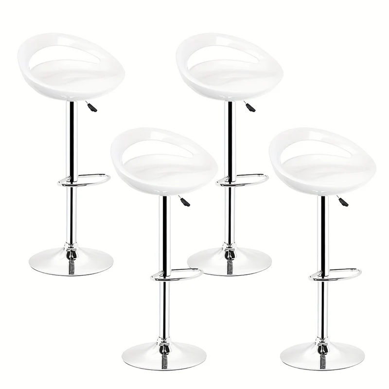 Barstoel – Barkruk – Barkruk – Keukenstoel – Bistrostoel – Verstelbaar 60-80 cm – Draaibaar Met Voetsteun – Set Van 4 Wit ABS – Stapelbaar & Onderhoudsvriendelijk