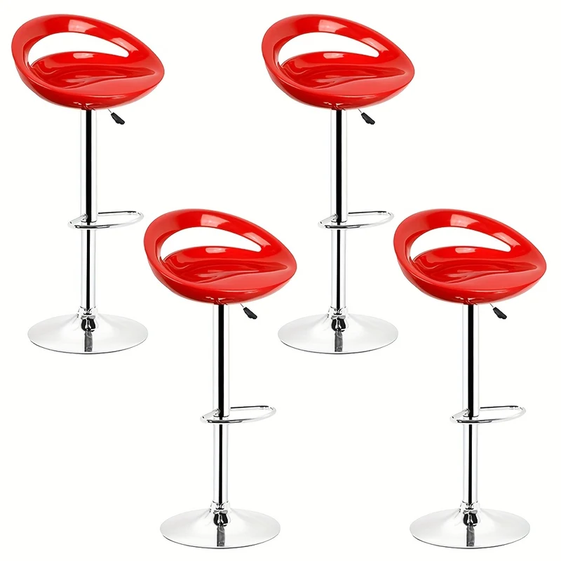 Barstoel – Barkruk – Barstoel Kruk – Keukenstoel – Barstoel Set – Verstelbare Hoogte 60-80 cm – Draaibaar ABS Kunststof Rood