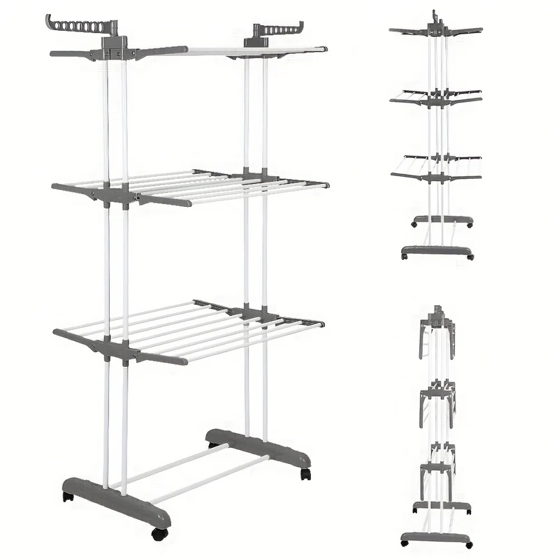 Wasrek – Droogrek – Droogtoren – Waslijn – Washanger – Extra Lang 170 cm – Stevig Metaal Met Wieltjes Met Rem