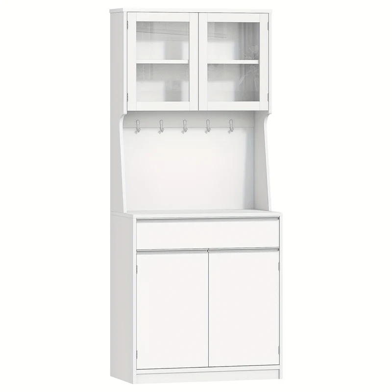 Keukenkast – Hoge Kast – Opbergkast – Keukenopberger – Buffetkast – Verstelbare Planken – 40x75x180 cm Wit – Modern Design