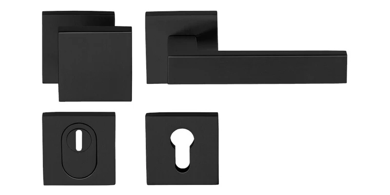 Oxloc KNOP/KRUKGARNITUUR RVS ZWART RECHTS VIERKANT - 53X53MM