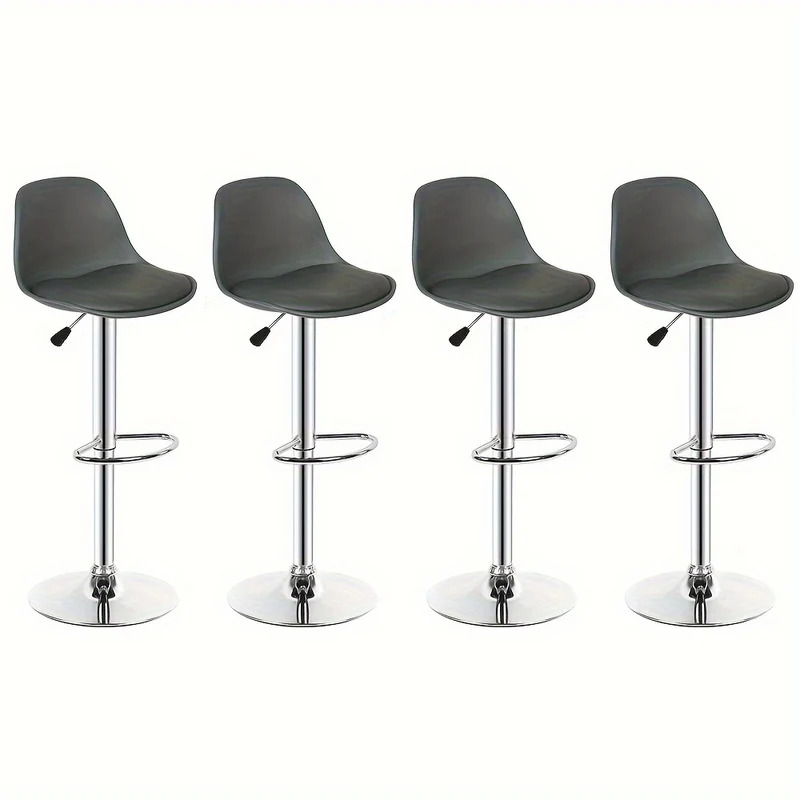 Barkruk – Barstoel – Barstoelset – Keukenstoel – Kruk – Verstelbare Zithoogte – Modern Grijs PU-leer