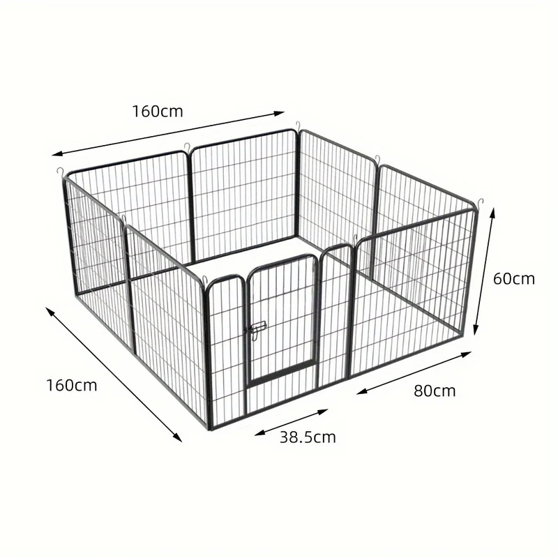 Hondenren – Puppyren – Hondenkennel – Konijnenren – Kattenren – 8 Panelen Met Deur – Stevig Metalen Frame – 60 cm Hoog