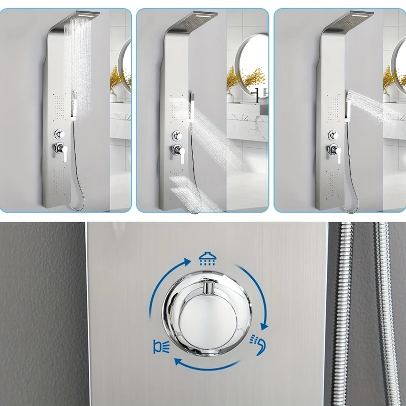 Doucheset – Douchekolom – Douchestang – Regendouche – Handdouche – Roestvrij Staal – 4 Functies – 140 cm Hoog
