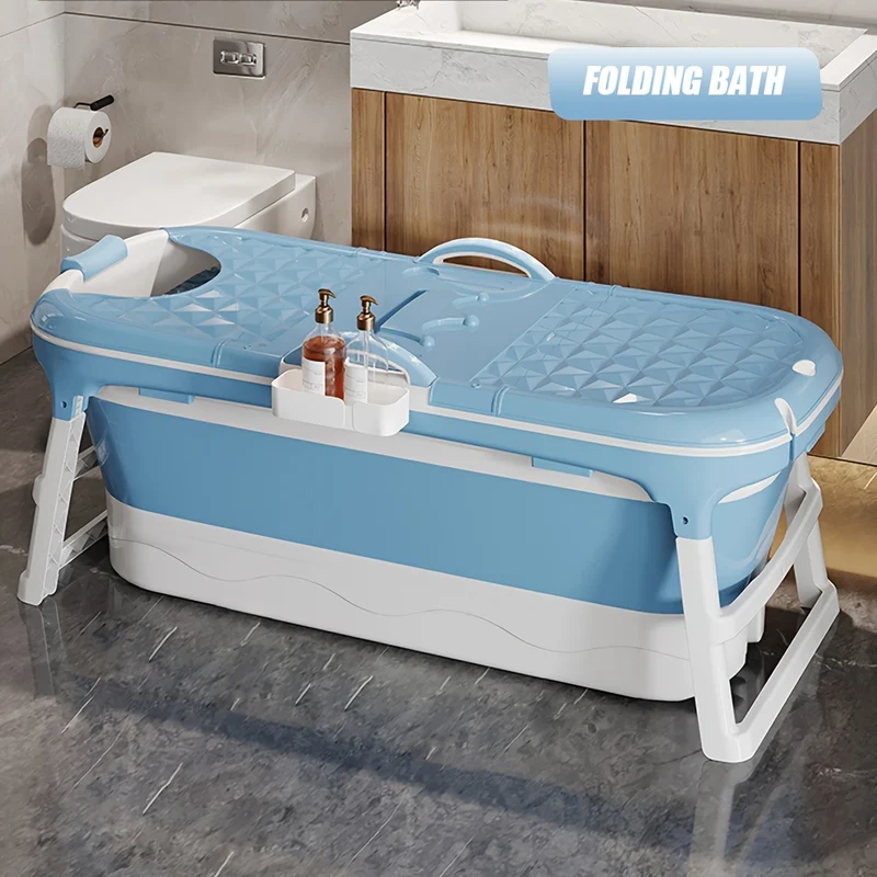 Opvouwbaar Bad – Inklapbaar Bad – Zitbad – Ligbad – Badkuip – Grote 118x60x53 cm – 100% PVC Met Afvoer En Ingebouwd Douche Systeem