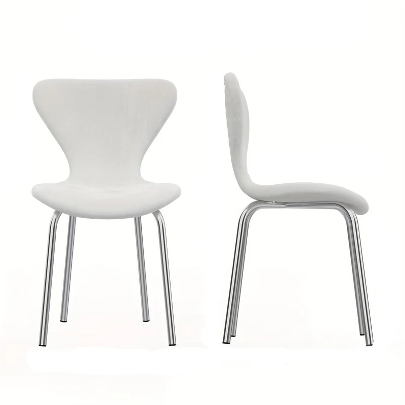 Eetkamerstoel – Kuipstoel – Barkruk – Keukenstoel – Stoel – Luxe Witte Velvet Bekleding – Zilverkleurig Metalen Onderstel