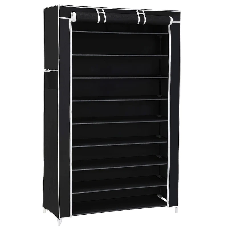 Schoenenkast – Schoenenrek – Schoenenopberger – Halmeubel – Schoenenbank – 9 Lagen – Ruimtebesparend – Duurzame Niet-Geweven Stof – Transparante Deuren – 88x28x160 cm – Voor 36 Paar Schoenen