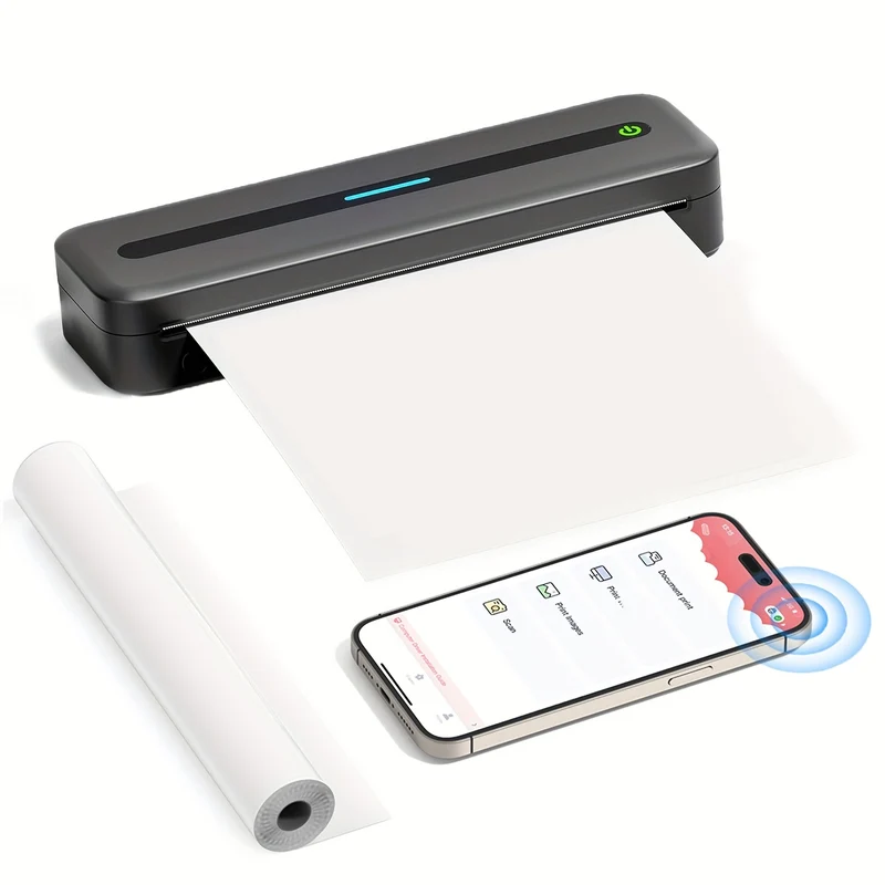 Draagbare Thermal Printer – Mobiele Printer – Draadloze Printer – Inkless Printer – Compacte Printer – USB Oplaadbaar – A4 & US Letter Printformaat