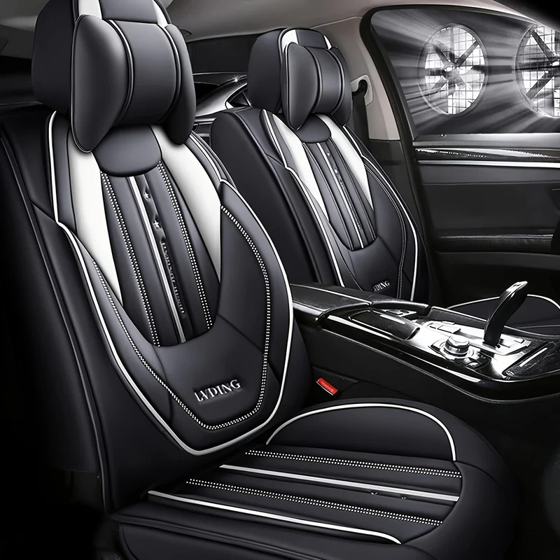 Autostoelhoes – Stoelhoes Auto – Stoelbekleding – Stoelbescherming – Stoelhoezenset – Luxe Kunstleer – Waterdicht Ademend – Inclusief Hoofd- en Lendenkussens