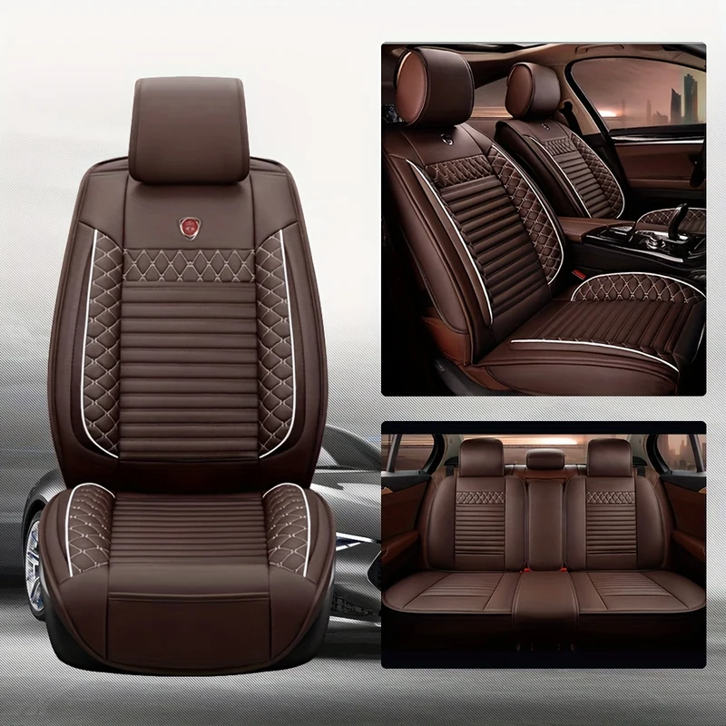 Fit 5-Seat Car Seat Covers - All-Season, Scratch & Wear Resistant Faux Leather, Easy Care For SUVs & Sedans