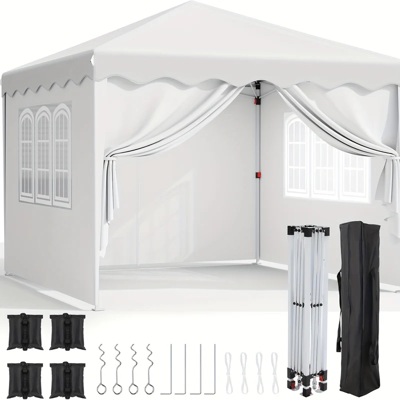 Gazebo 3x3 – Tuinpaviljoen – Partytent – Klaptent – Vouwtent – Winterbestendig – UV-bescherming 50+ – Stevig gepoedercoat metalen frame