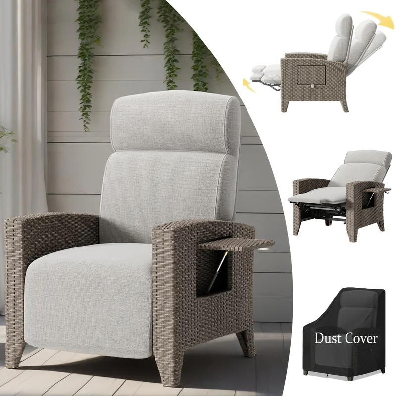 Loungebed – Ligbed – Loungestoel – Ligstoel – Tuinstoel – Verstelbare Rugleuning – Inklapbaar Zijtafeltje – Metaal Frame – Memory Foam Kussen