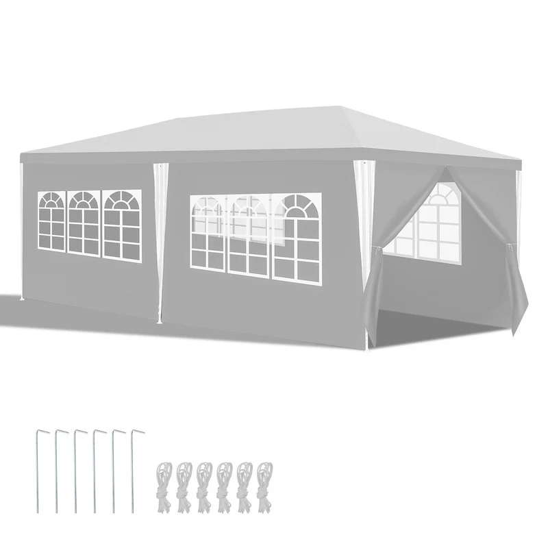 Partytent – Tuinpaviljoen – Feesttent – Tuintent – Paviljoen – 3x6 Meter – Waterdicht PE Materiaal – Met Zijwanden en UV Bescherming - Wit
