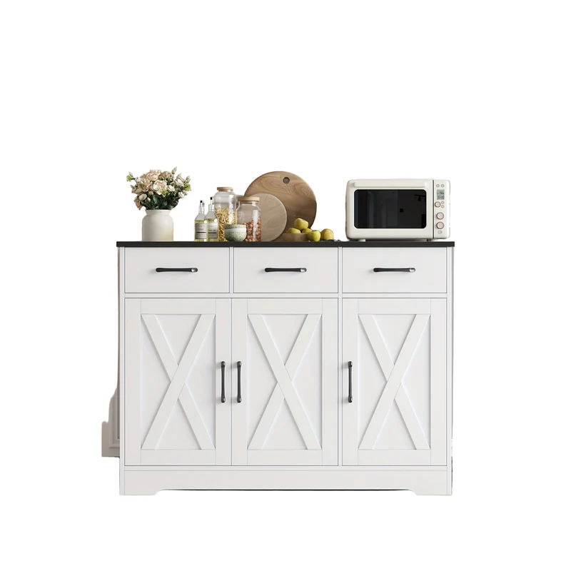 Dressoirkast – Sideboard – Opbergkast – Buffetkast – Kast – Wit en Zwart – 108 cm Breed – Stevig Gelamineerd Hout