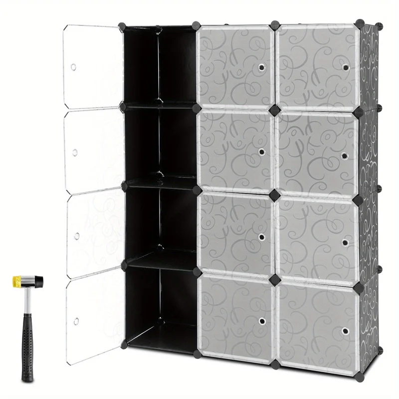 Kubusplank – Vakkenkast – Opbergkast – Wandplank – Boekenkast – 12 Vakken – Metalen Frame & PP Kunststof