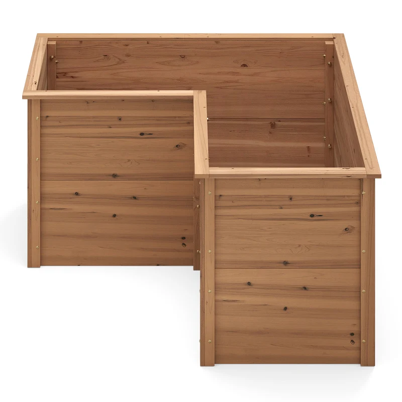 Verhoogde plantenbak – Houten plantenbak – Tuinbak – Plantenbak met poten – Bloembak – L-vorm 120x120 cm – Diepte 62 cm – Duurzaam vurenhout – Open bodem voor optimale waterafvoer