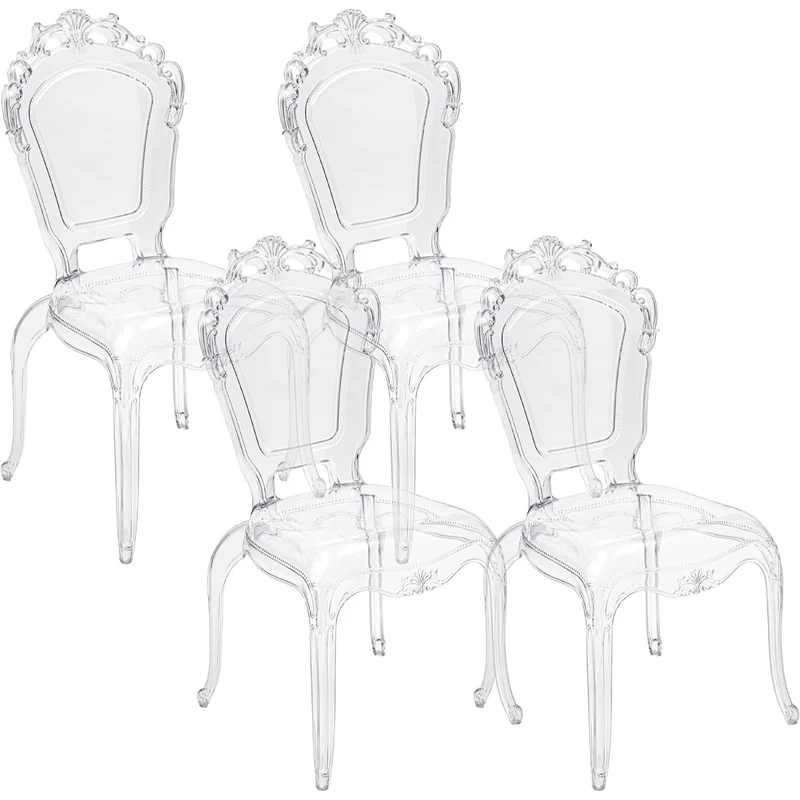 Transparante Stoelen – Doorzichtige Eetkamerstoelen – Polycarbonaat Stoelen – Design Krukken – Comfortabele Zitplaatsen – Ergonomische Rugleuning – Stevige L-vormige Poten