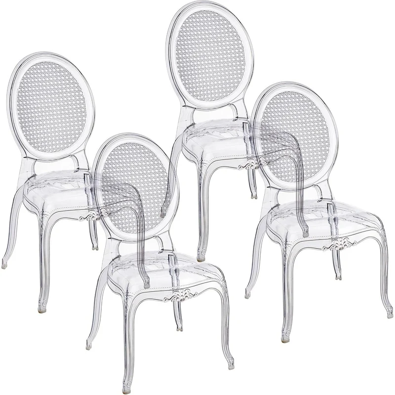 Transparante Stoelen – Eetkamerstoelen – Polycarbonaat Stoelen – Stapelbare Stoelen – Design Stoelen – Set Van 4 – Waterbestendig – Lichtgewicht & Duurzaam