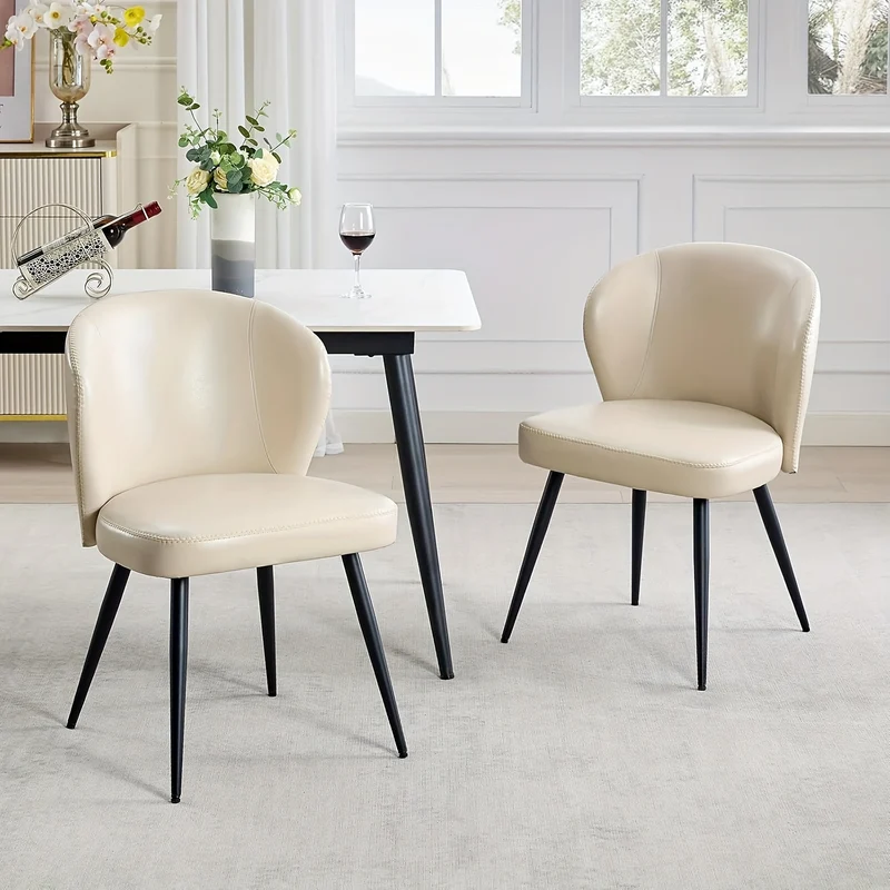 Eetkamerstoelen – Stoelen – Kuipstoelen – Keukenstoelen – Meubels – PU Kunstleer – Stalen Poten – Set van 2 – Max. Draagvermogen 120 kg