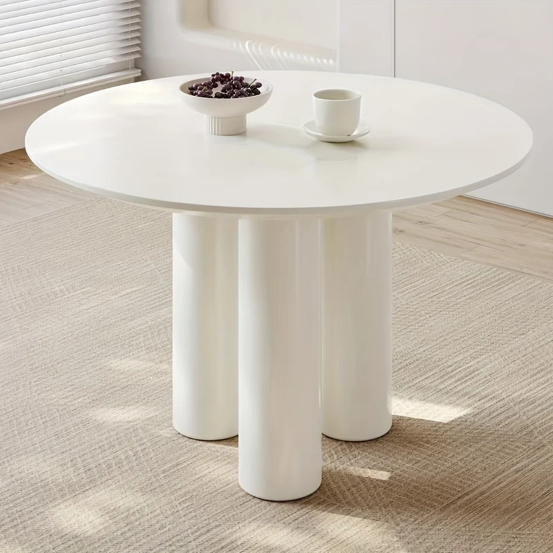 Ronde Eettafel – Eettafel Rond – Keukentafel – Tafel Voor 4 Personen – Ronde Tafel 117 cm Wit – Stevige Driepoot – Eenvoudige Montage