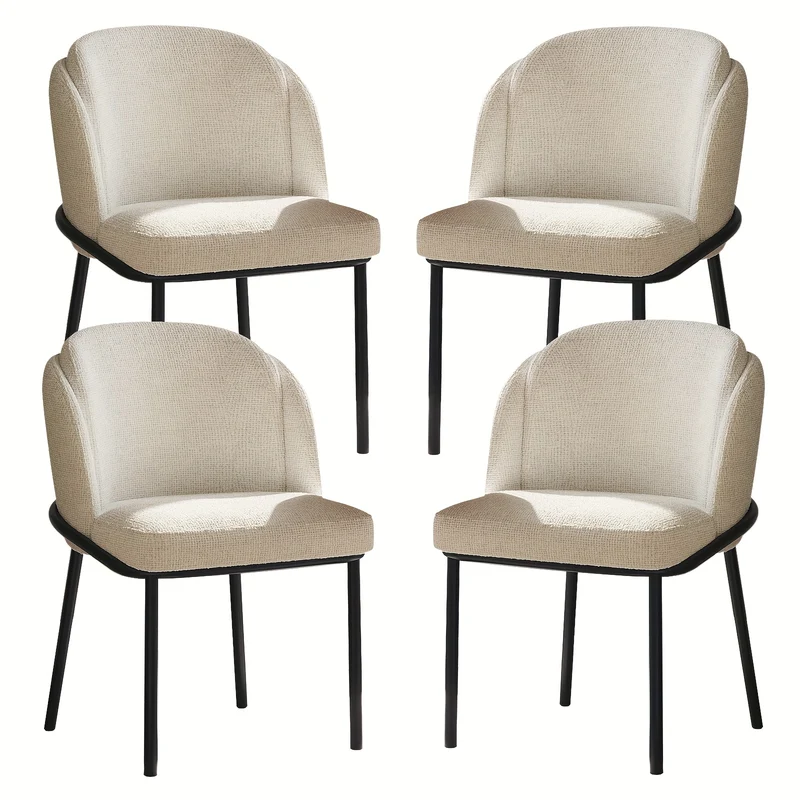 Eetkamerstoelen – Stoelen – Dining Chairs – Keukenstoelen – Tafels Stoelen – Set Van 4 - Off-White – Ergonomische Hoge Rugleuning – Zachte Makkelijk Schoon Te Maken Bekleding