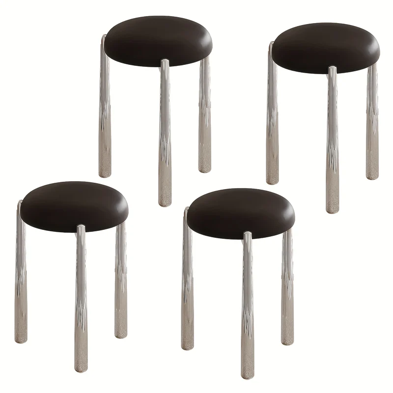 Barkrukken – Krukken – Barstoelen – Eetkamerstoelen – Stoelen – Set Van 4 – Stapelbaar – Zachte Gevoerde Zitting – Ruimtebesparend – Zwart – Zonder Armleuningen